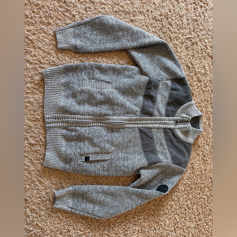 Buffalo David Bitton Gray Knit Zip-Up Shirt Jacket